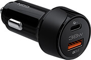 nod e car ac38 universal car charger usb a qc30 usb c pd30 38w black photo