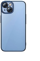 baseus glitter transparent case and tempered glass set iphone 14 blue photo