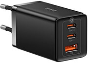 baseus wall charger gan5 pro 2x type c usb 65w black photo