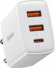 baseus wall compact quick charger 2xusb type c pd 3a 30w white photo