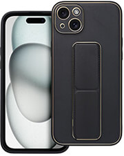 leather case kickstand for iphone 15 plus black photo