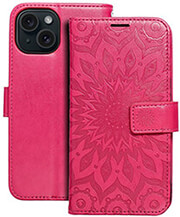mezzo book case for iphone 15 mandala magenta photo