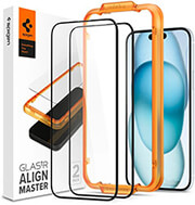spigen glass tr alignmaster 2 pack fc black for iphone 15 photo