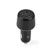 nedis ccpd65w100bk car charger 20 30 325a with 2 ports usb a usb c 65w photo
