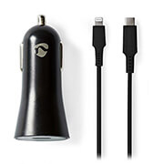 nedis ccpdl20w111bk car charger 167 a 222 a 30a usb c lightning 8 pinloose cable 10m 20w photo