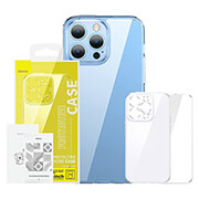 baseus iphone 14 plus super ceramic transparent glass case tempered glass set photo