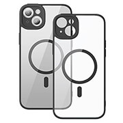 baseus iphone 14 plus frame transparent magnetic case tempered glass set black photo