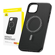 baseus iphone 15 pro max magnetic case fauxther series black photo
