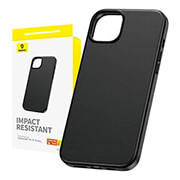 baseus iphone 15 plus case fauxther series black photo