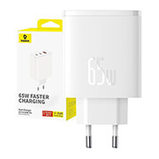 baseus wall charger os cube pro 2x type c usb 65w white photo