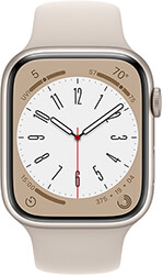 apple watch series 8 mnp23 45mm starlight aluminium case case with starlight sport band m l photo