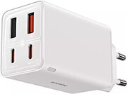 baseus gan6 pro fast charger 65w 2x usb 2x type c moon white 1m 100w cable photo