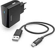 hama 201622 charger with micro usb charging cable 12 w 10 m black photo