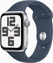 apple watch se 2023 mrec3 44mm silver aluminium case s m storm blue sport band photo