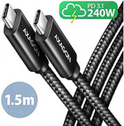 axagon bucm2 cm15ab ciarge cable usb c usb c 20 15m rd 240w 5a alu braid black photo