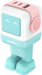 ugreen wall charger cd361 uno 65w 325a 1 x usb a 2 x type c cyan photo