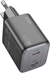 hoco n42 gan wall charger 45w 3a 2x type c black photo
