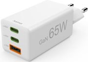 hama fast charger gan 2x usb c 1x usb a mini charger pd 65 w white photo