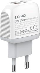 ldnio 2316c wall charger 20w qc pd usb a usb c