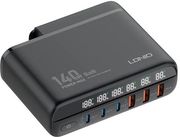 ldnio a6140c desktop charger pd qc gan 140w 3 usb c 3x usb a photo