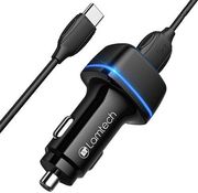 lamtech 2xusb 24a car charger with type c cable 1m black lam112563 photo lamtech 2xusb 24a car charger with type c cable 1m black lam112563 photo
