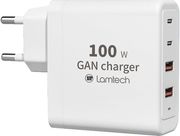 lamtech gan fast charger 2xtype c 2xqc30 output 100w lam113416