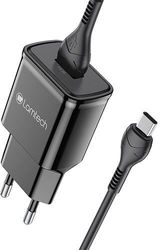 lamtech quick charger usb30 18w with type c cable 1m black lam021981 photo