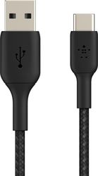 Belkin BoostCharge Braided USB-A to USB-C Cable 3m USB-IF Certified 15W 10000 Bend Tested Charge and Sync Black