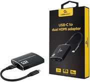 cablexpert usb c to dual hdmi adapter 4k 60hz black retail pack a cm hdmif2 01 photo