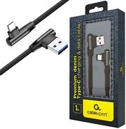 cablexpert premium jeans typec usb cable w metal connectors 1m bl angled retail cc usb2j amlcml 1m photo