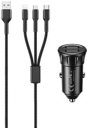 remax rcc236 12w 3 in 1 car charger cable photo