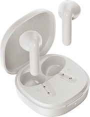 qcy air white semi ear tws earbuds quad mic enc multi point connection leather grain case photo