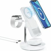 forever macs 100 magnetic wireless charging station with power bank white 5in1 photo