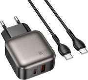 lamtech dual port qc30 charger set pd20w with type c to type c cable 60w 1m grey lam980725