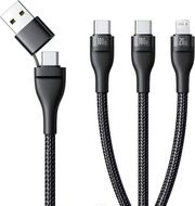 baseus flash series iii 3in1 100w 5a usb a type c to lightning 2 x type cable 15m black photo baseus flash series iii 3in1 100w 5a usb a type c to lightning 2 x type cable 15m black photo