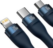 baseus flash series ii 3in1 100w 5a type c to lightning g2 g373 microusb type c cable 15m blue photo baseus flash series ii 3in1 100w 5a type c to lightning g2 g373 microusb type c cable 15m blue photo