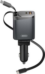xo cc71 metal 4 in 1 retractable cable lightning cable type c cable 108w car charger photo