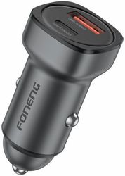 car fast charger foneng c23 with dual output usb a usb c pd qc 30w dark grey photo