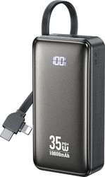 power bank 10000mah pd 35w wk wp 61 2 ports with cable usb c lightning black photo
