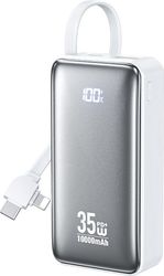 power bank 10000mah pd 35w wk wp 61 2 ports with cable usb c lightning white photo