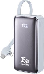 power bank 10000mah pd 35w wk wp 61 2 ports with cable usb c lightning blue photo