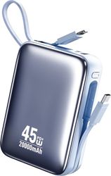 power bank 20000mah pd 45w wk wp 50 2 ports with cable usb c lightning blue photo power bank 20000mah pd 45w wk wp 50 2 ports with cable usb c lightning blue photo