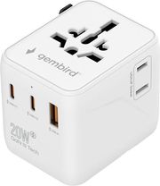 gembird universal travel power adapter 20 w white photo