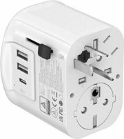 gembird grounded universal travel power adapter 15 w white photo