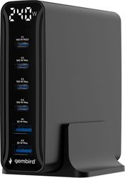 gembird 6 port 240w gan usb fast c harger black ta uc 2a4c pd240 01 bk photo