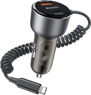 yesido y57 car charger 50w 3a 1 x usb a 1 x usb c with lightning cable black photo