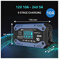qoltec intelligent charger for std agm gel lifepo4 battery charger with repair function 12 24v 10a extra photo 7