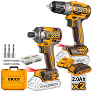 set ergaleia mpatarias 20v li ion 2 tem ingco ckli20272e photo
