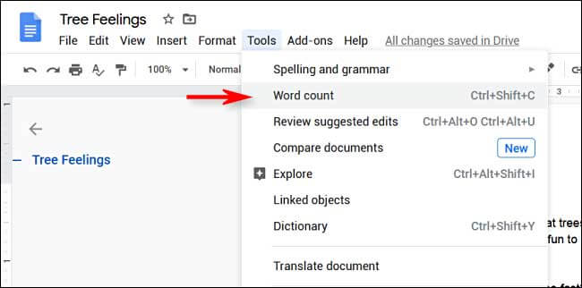 word count in google docs