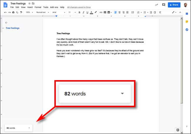 word count in google docs